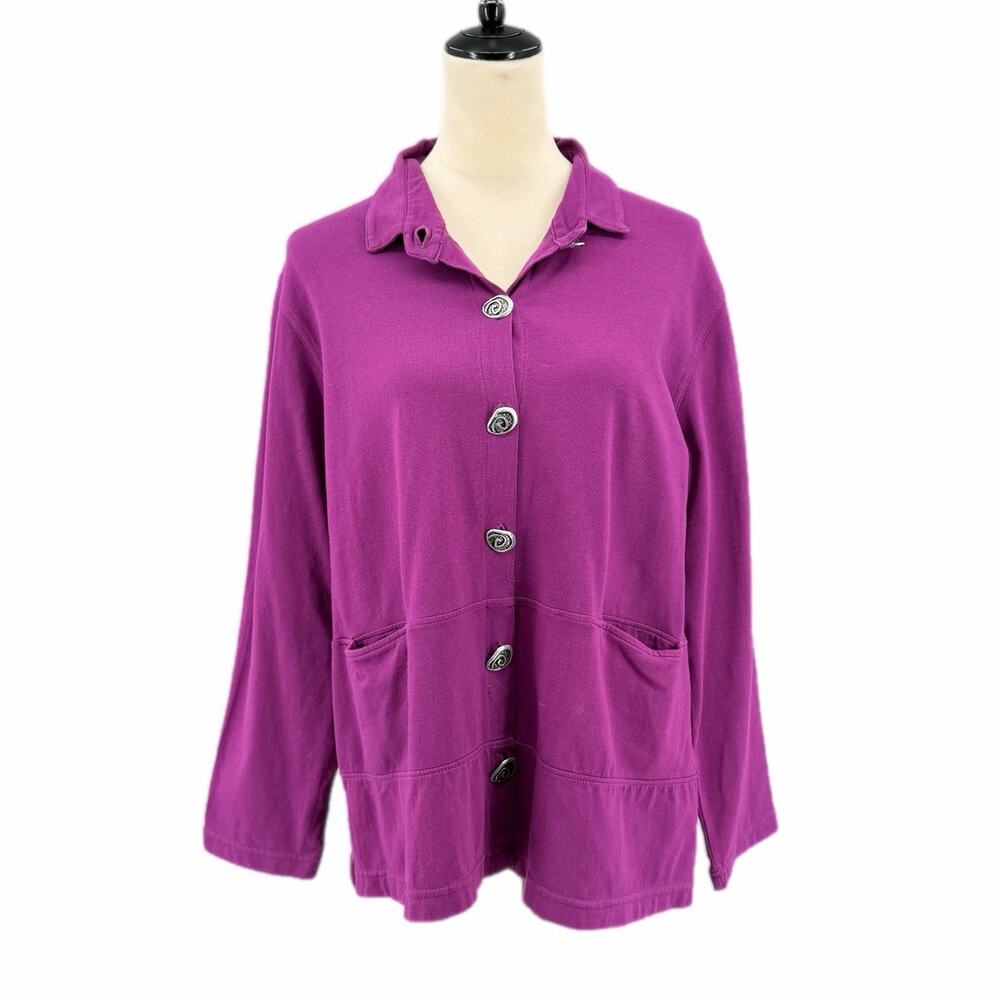 Neon Buddha Solid Purple Lagenlook Workwear Cotton Boho Bright Hippie Jacket